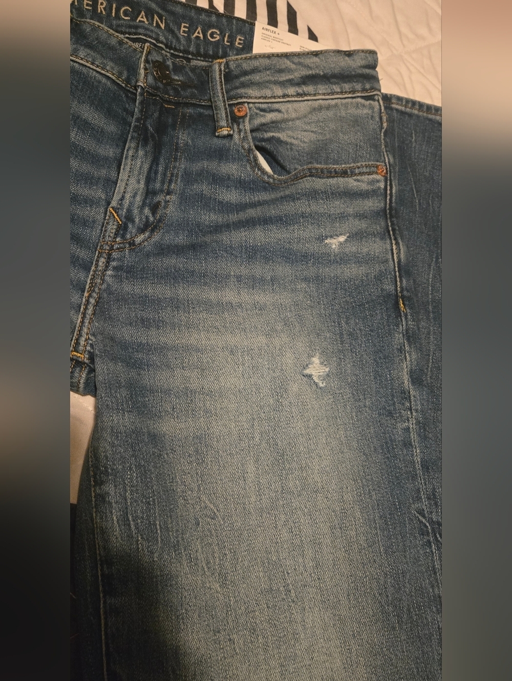 American Eagle Airflexb Light Wash Straight Jeans - Picture 4 of 13